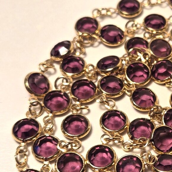 Beautiful Purple Swarovski Crystal Gold Filled Necklace 30" Long swan logo - Picture 3 of 11